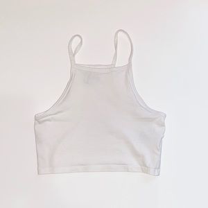 Basic white halter crop top